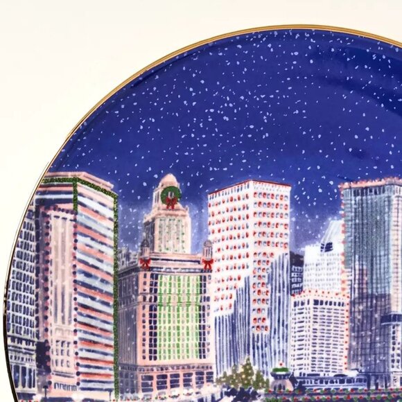 Anthropologie Holiday In The City Dessert Plate CHICAGO 2025 Stoneware New - Picture 5 of 10